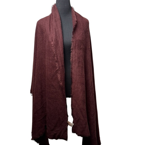 Free People Scarf Womens Fringed Shawl Wrap Comfy Cozy Burgundy Christmas Winter - Picture 1 of 8